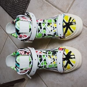 GIUSEPPE ZANOTTI Multi Colour Leather Sneakers Size 37